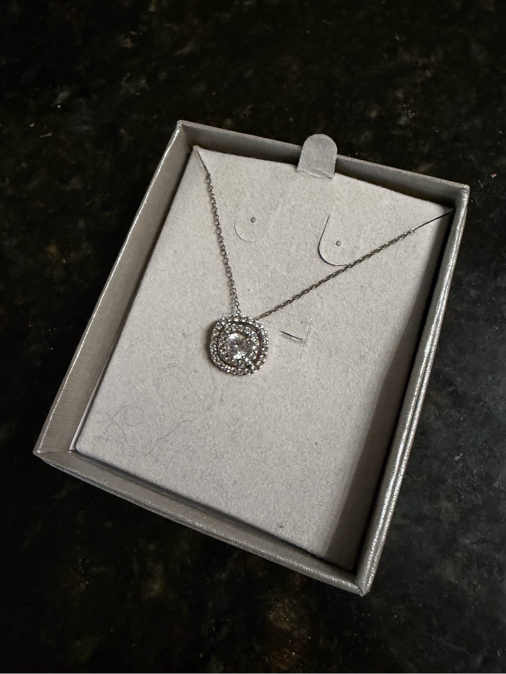 Zales Silver Halo Pendant Necklace - White